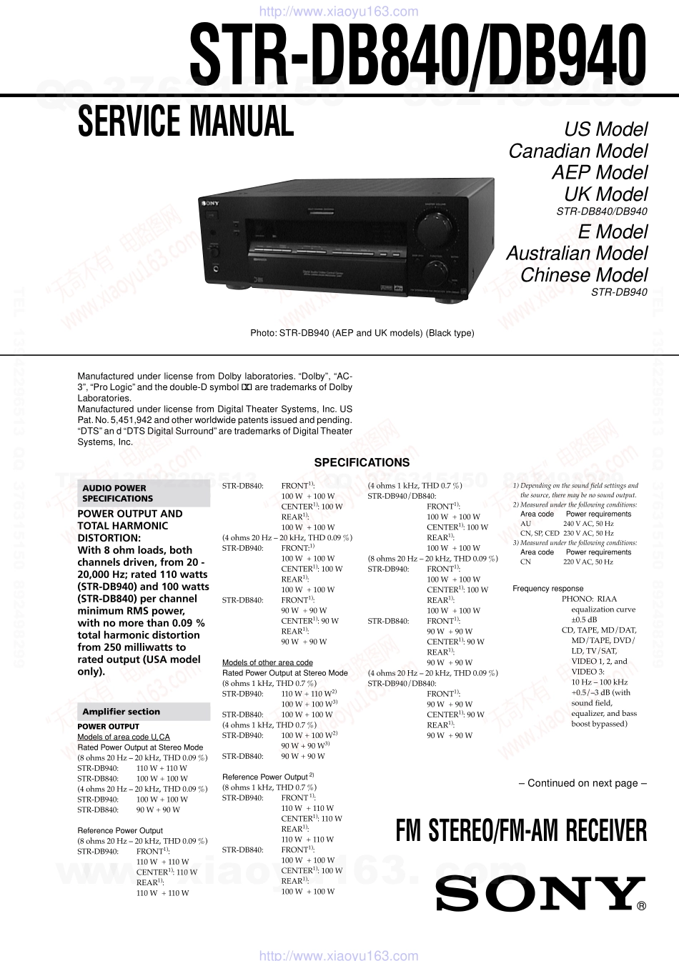 索尼STR-DB940功放音响维修手册.pdf_第1页