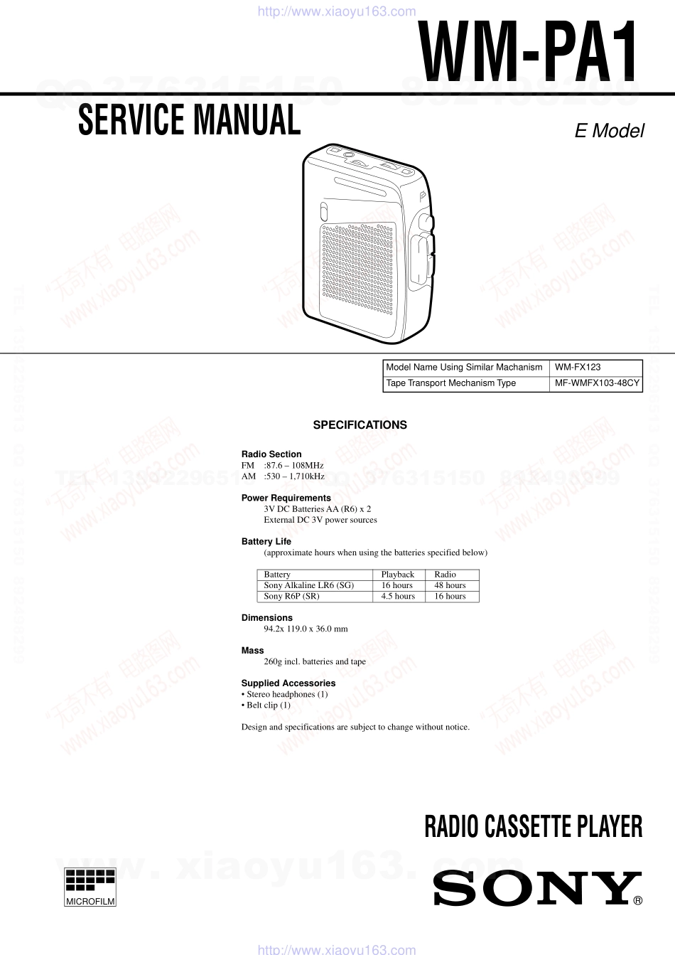 索尼SONY WM-PA1电路图.pdf_第1页