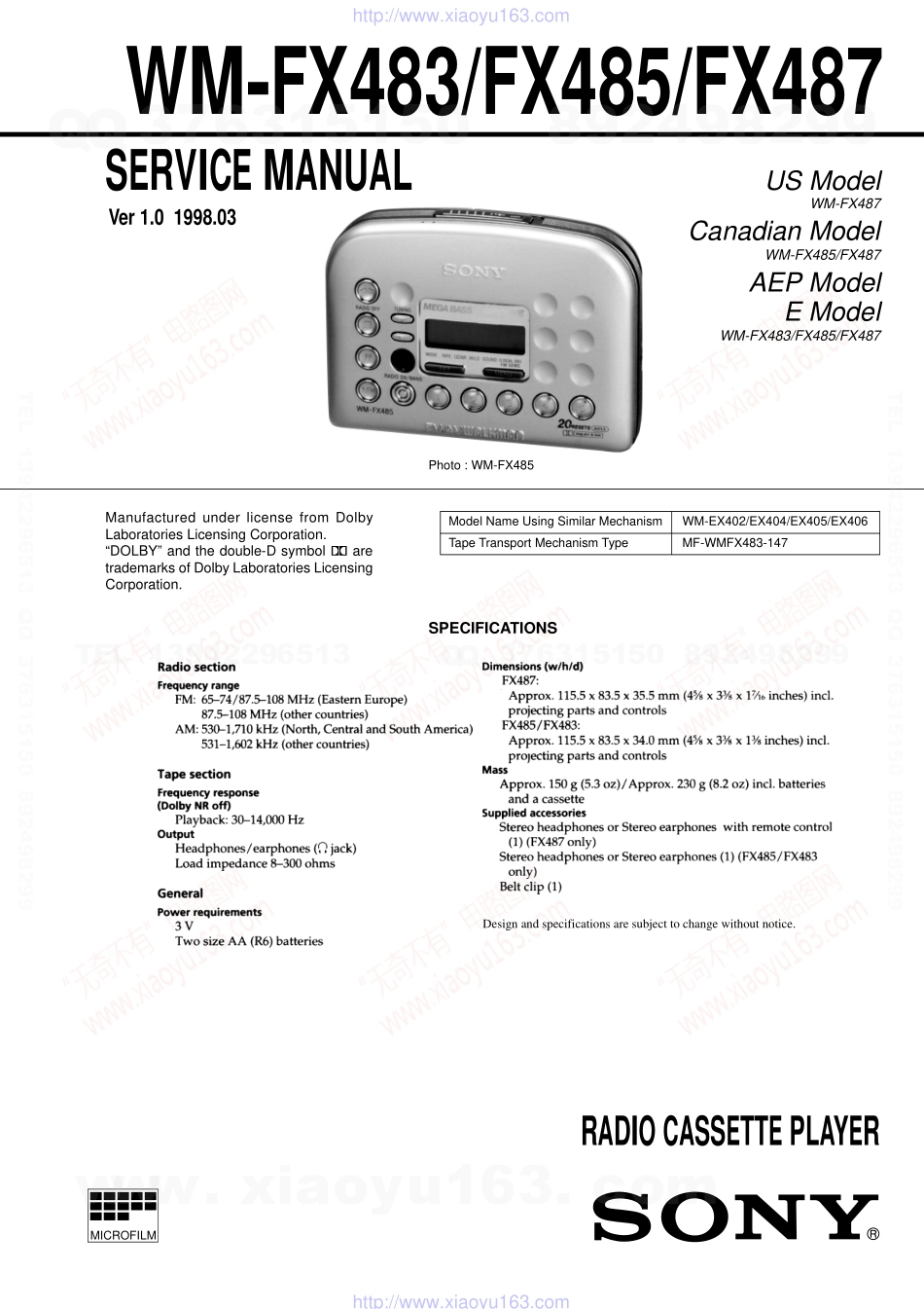 索尼SONY WM-FX487电路图.pdf_第1页