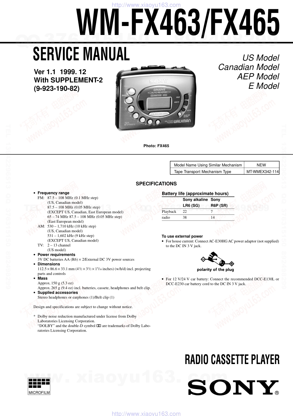 索尼SONY WM-FX465电路图.pdf_第1页