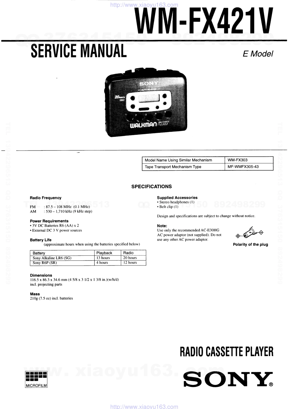 索尼SONY WM-FX421V电路图.pdf_第1页