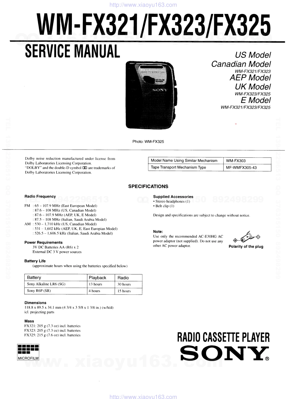 索尼SONY WM-FX325电路图.pdf_第1页