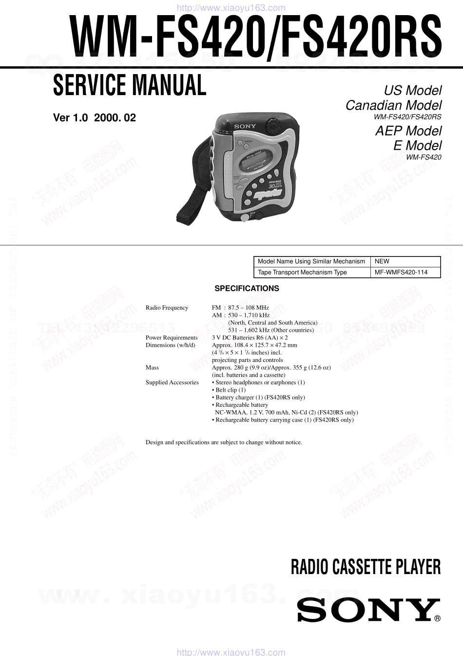 索尼SONY WM-FS420电路图.pdf_第1页