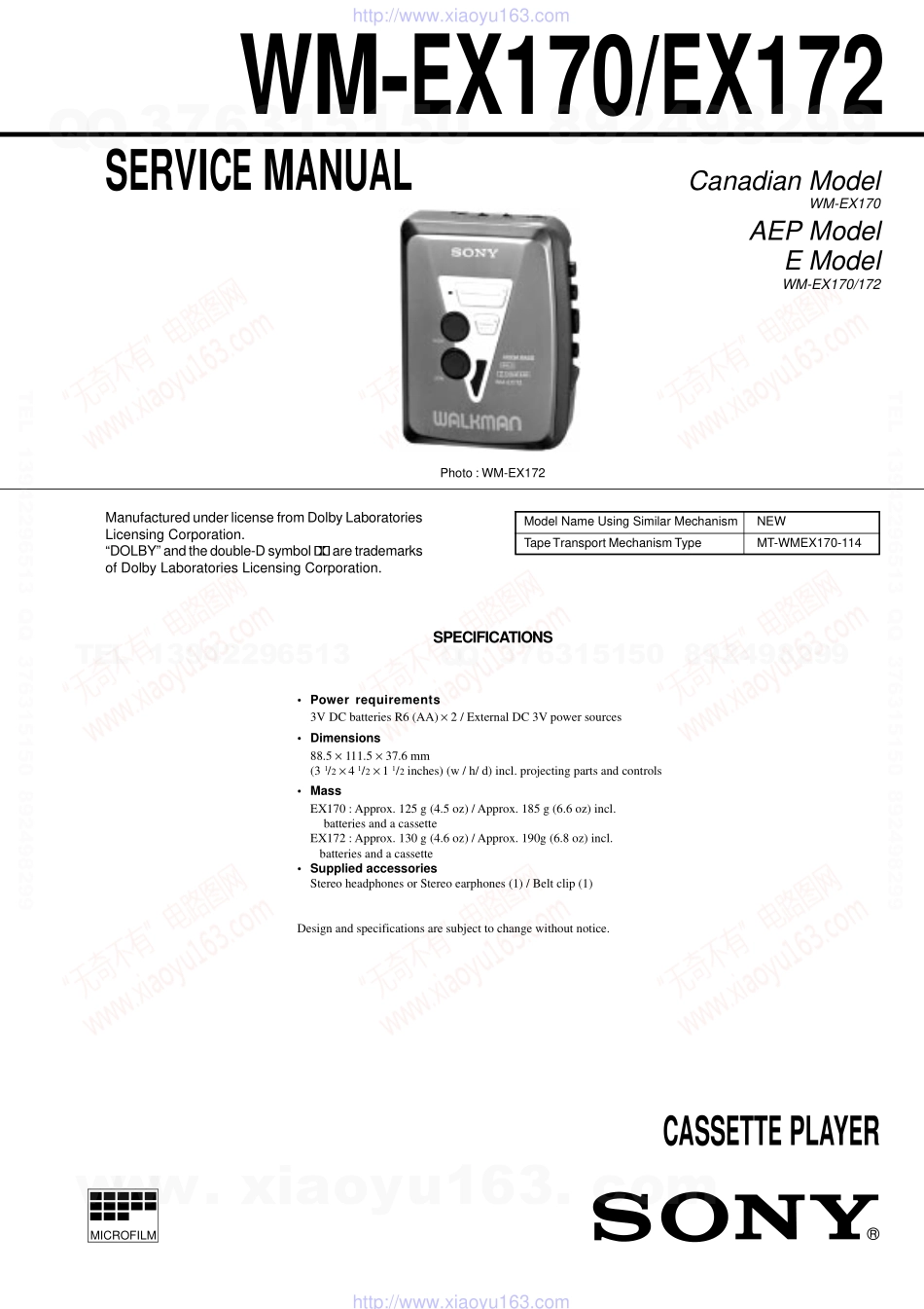 索尼SONY WM-EX172电路图.pdf_第1页