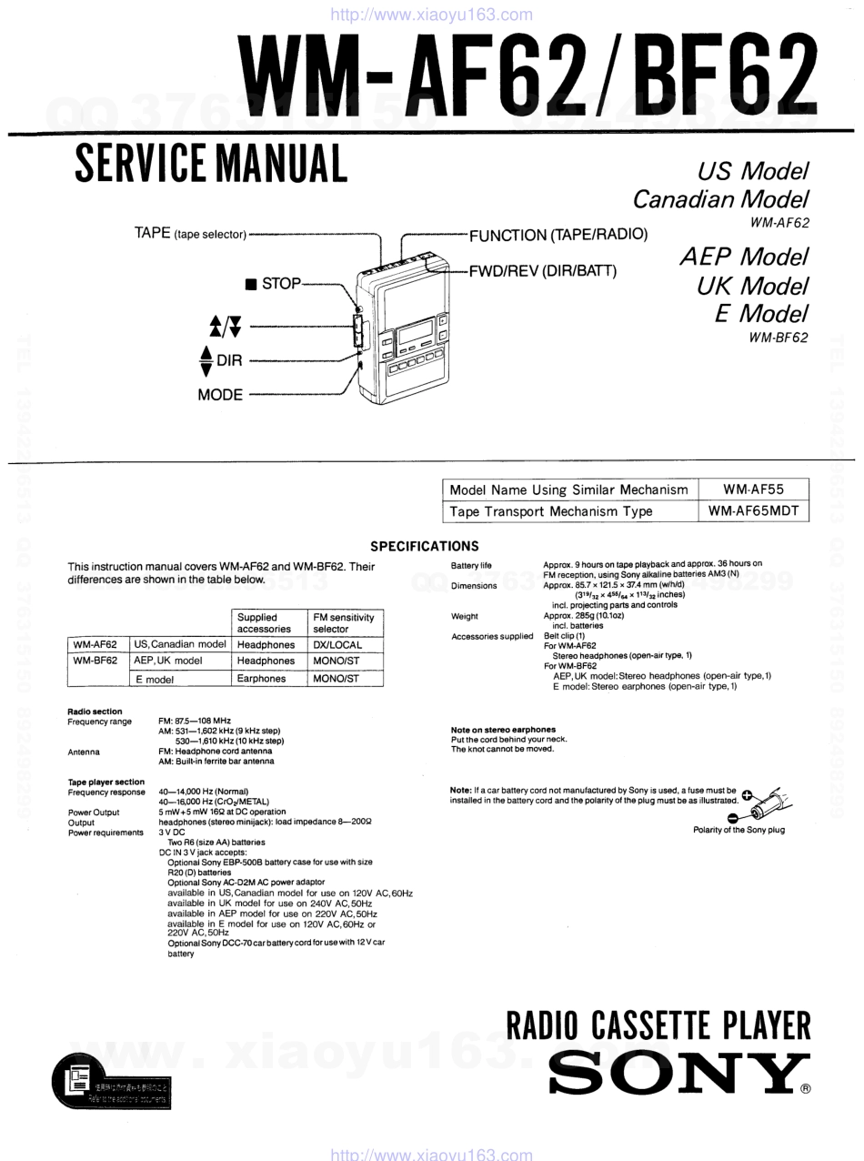 索尼SONY WM-AF62电路图.pdf_第1页