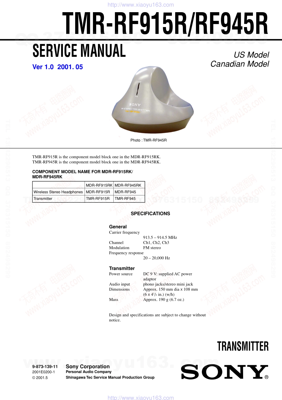 索尼SONY TMR-RF915R电路图.pdf_第1页