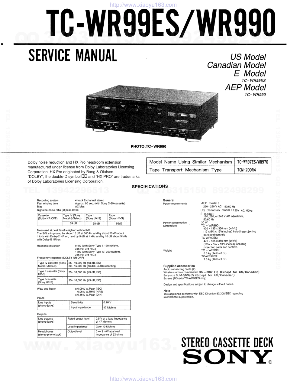 索尼SONY TC-WR990电路图.pdf_第1页