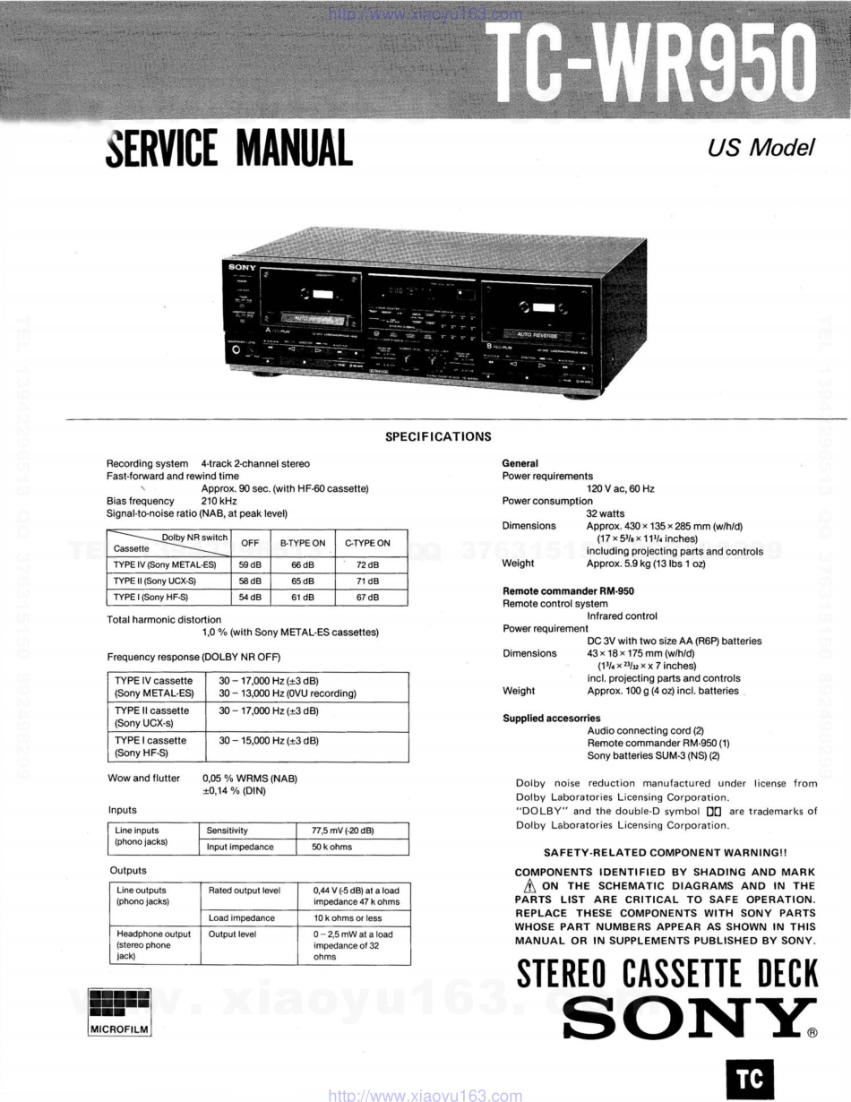 索尼SONY TC-WR950电路图.pdf_第1页