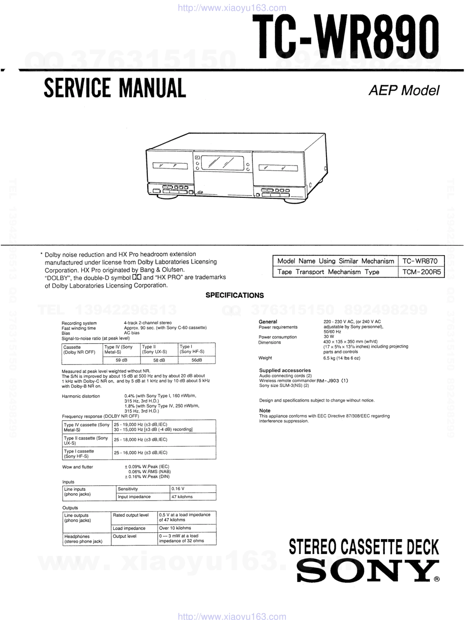 索尼SONY TC-WR890电路图.pdf_第1页