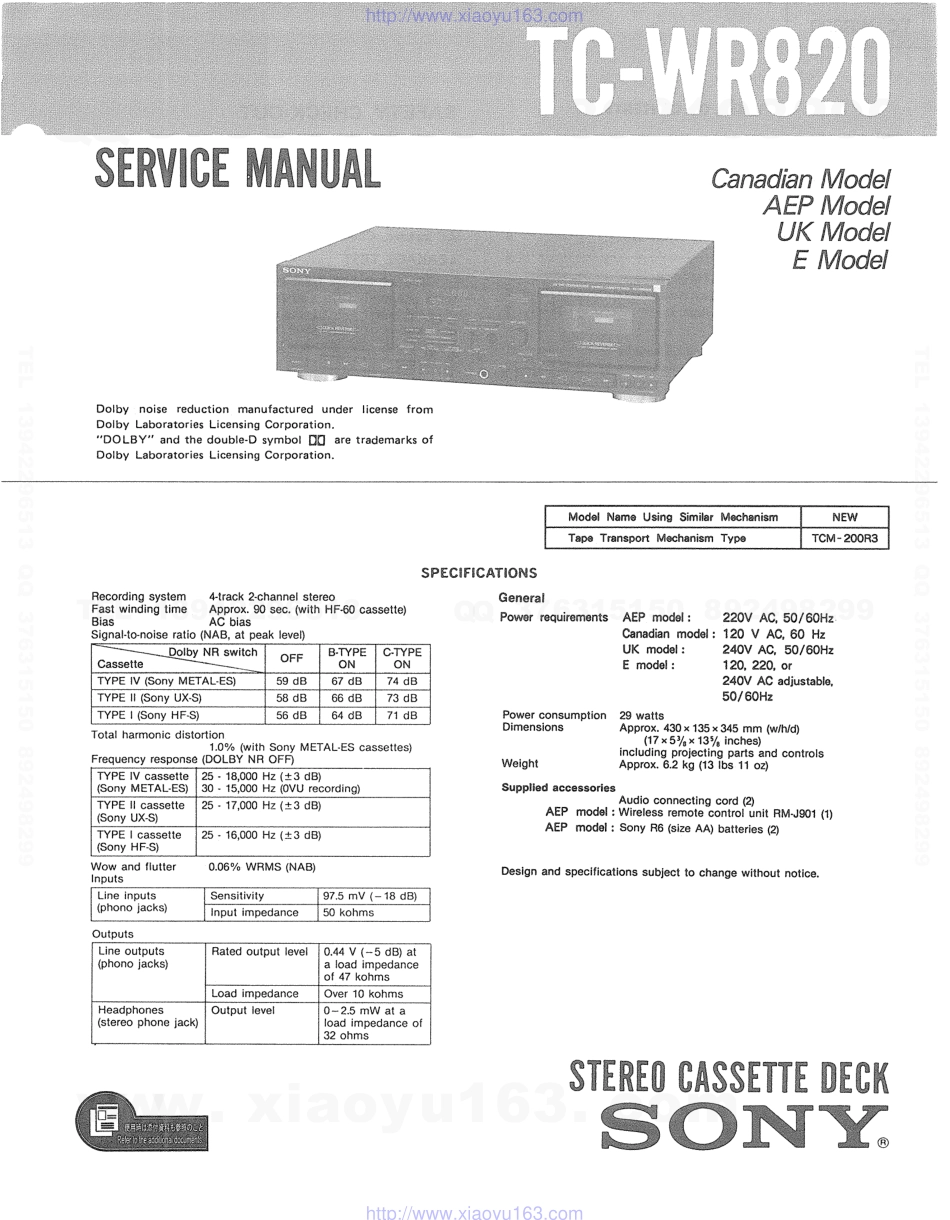 索尼SONY TC-WR820电路图.pdf_第1页