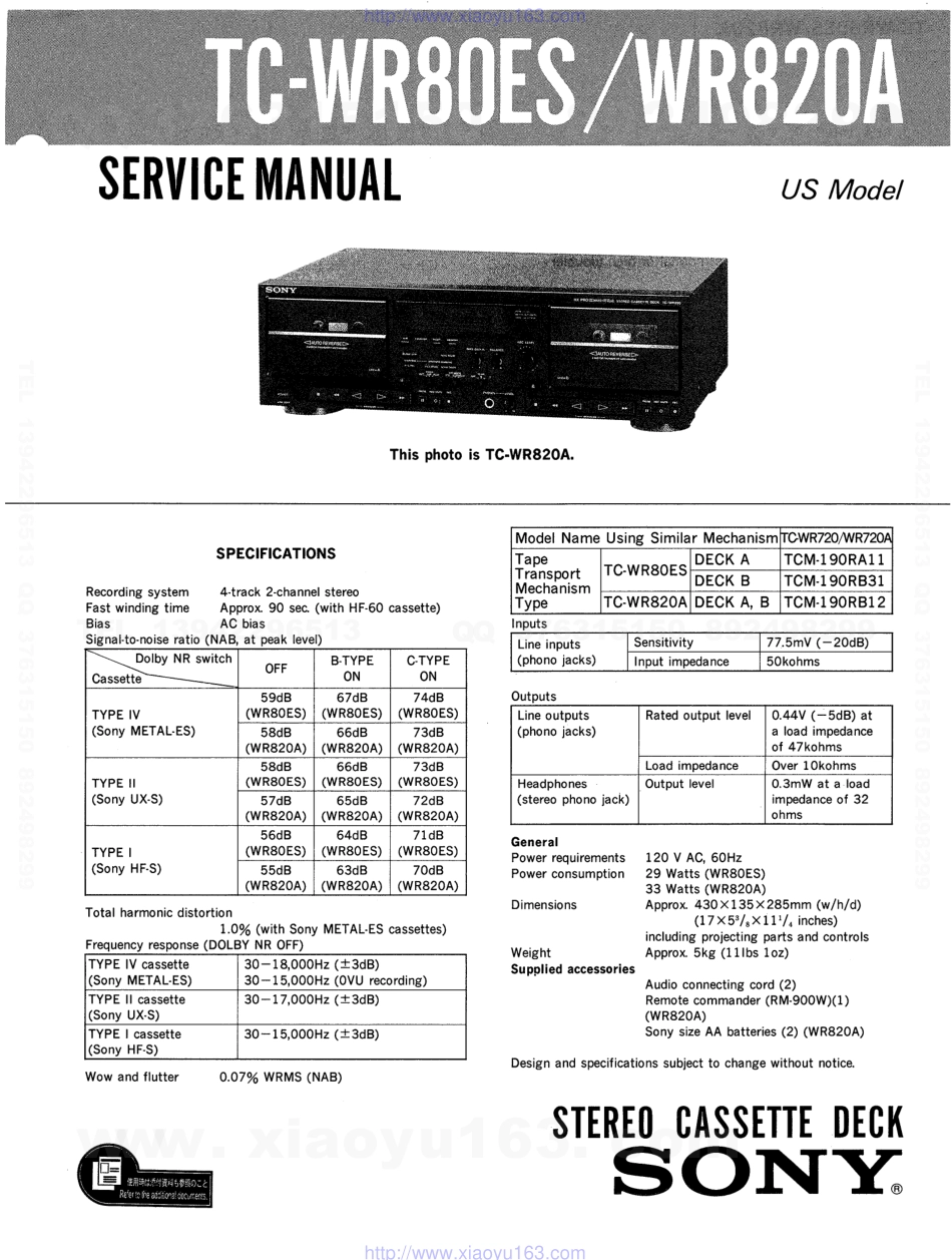 索尼SONY TC-WR820A电路图.pdf_第1页