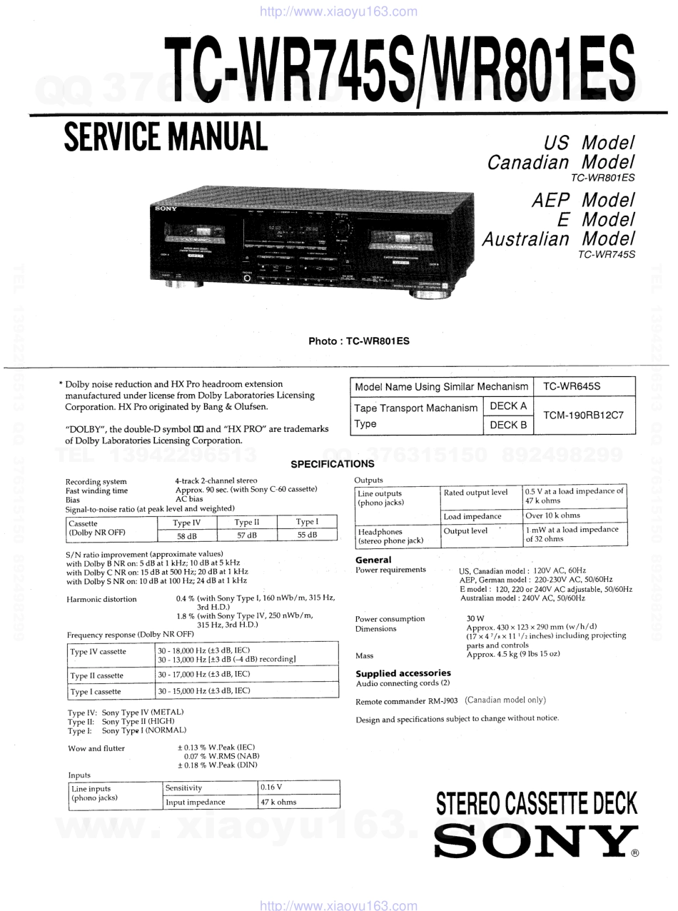 索尼SONY TC-WR801ES电路图.pdf_第1页