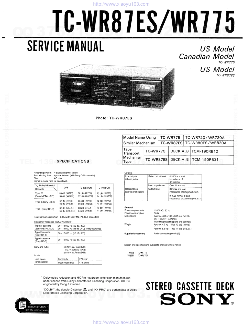 索尼SONY TC-WR775电路图.pdf_第1页