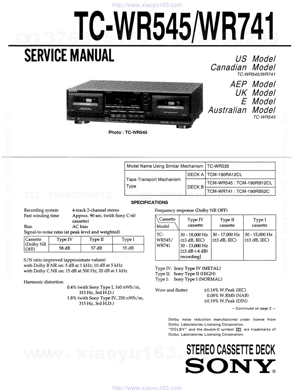 索尼SONY TC-WR741电路图.pdf_第1页