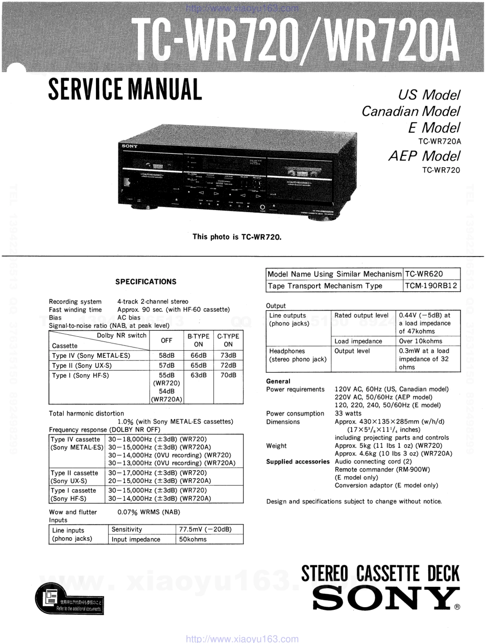 索尼SONY TC-WR720电路图.pdf_第1页