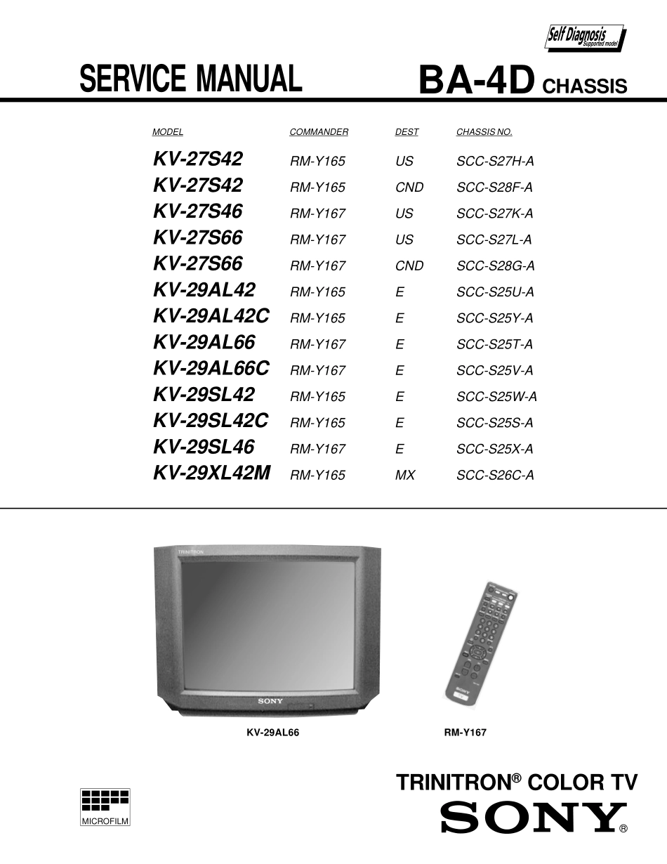 索尼KV-29SL46彩电维修手册和原理图_索尼KV-27S46彩电.pdf_第2页