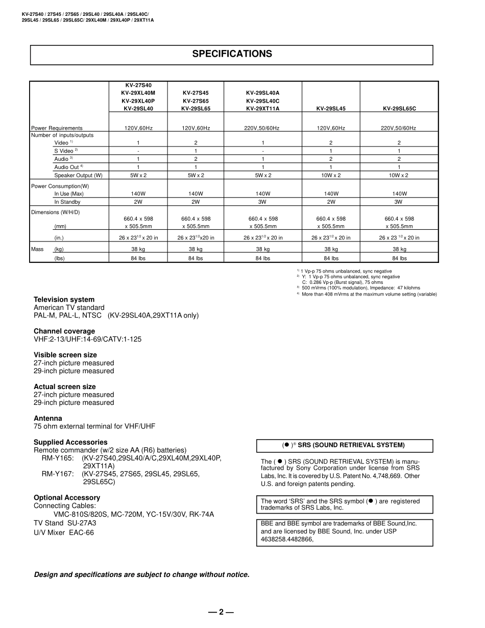 索尼KV-29SL40C彩电原理图_索尼KV-29SL40C.pdf_第2页