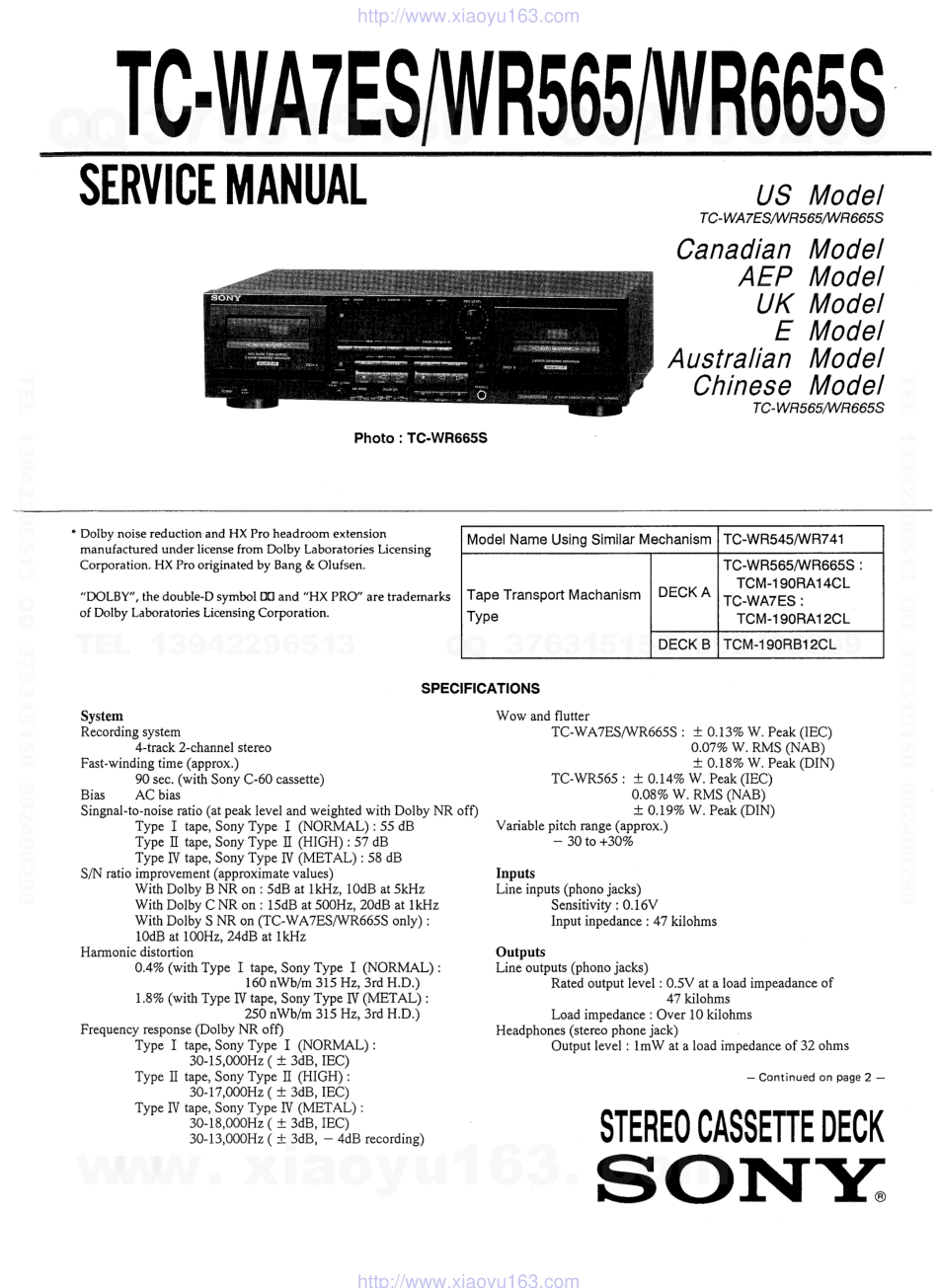 索尼SONY TC-WR565电路图.pdf_第1页