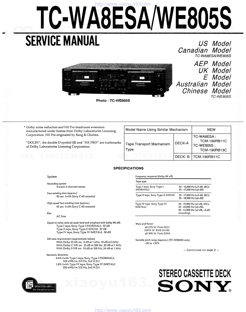 索尼SONY TC-WE805S电路图.pdf_第1页