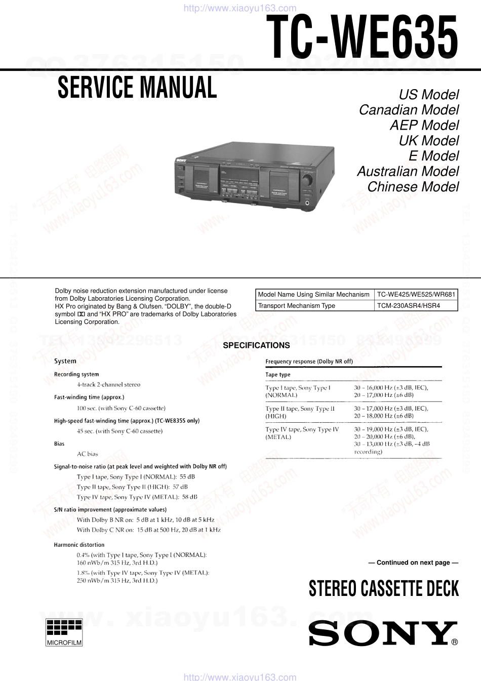 索尼SONY TC-WE635电路图.pdf_第1页