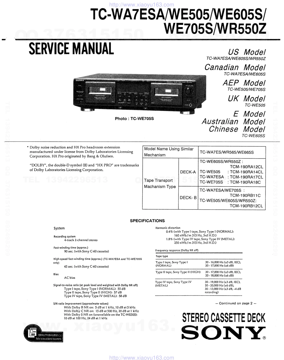 索尼SONY TC-WE605S电路图.pdf_第1页