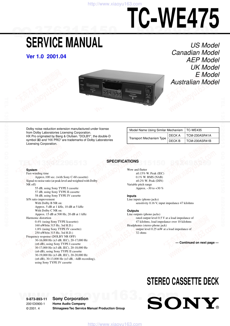 索尼SONY TC-WE475电路图.pdf_第1页