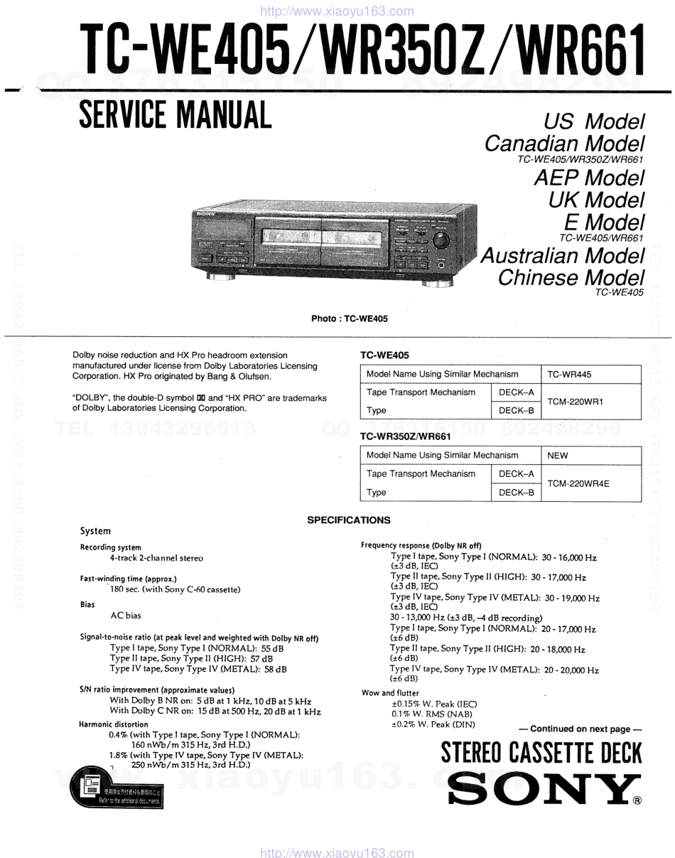 索尼SONY TC-WE405电路图.pdf_第1页