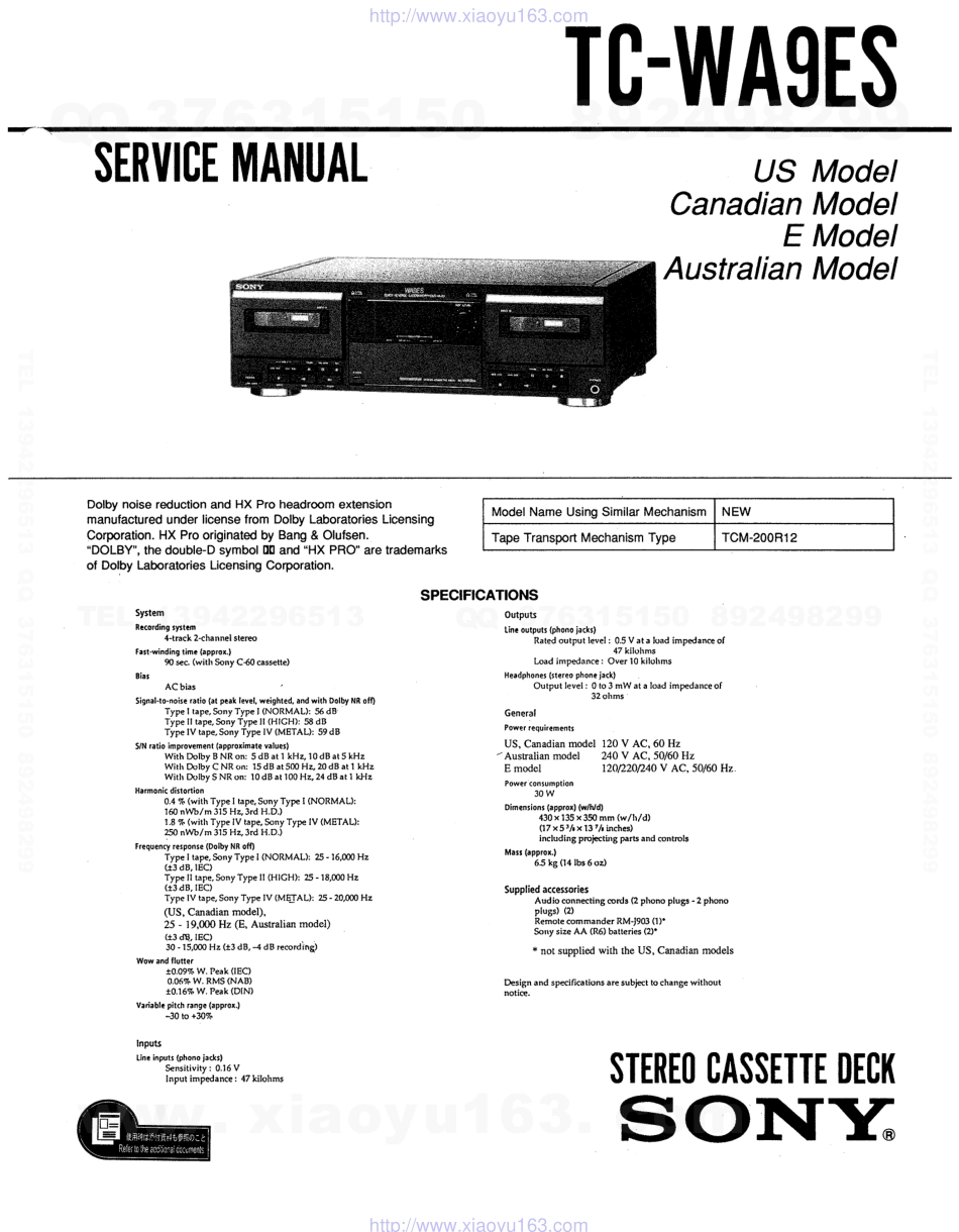 索尼SONY TC-WA9ES电路图.pdf_第1页