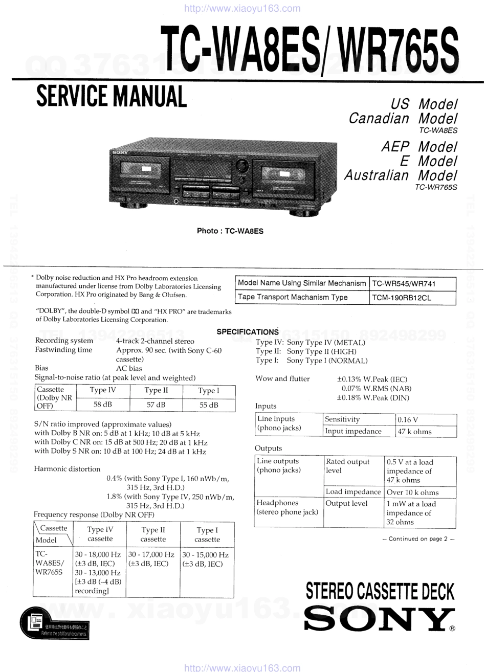 索尼SONY TC-WA8ES电路图.pdf_第1页