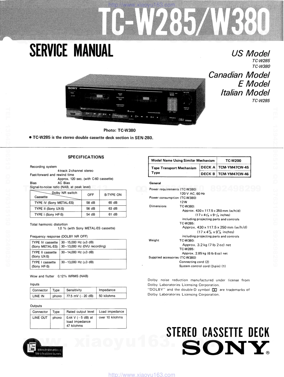 索尼SONY TC-W380电路图.pdf_第1页