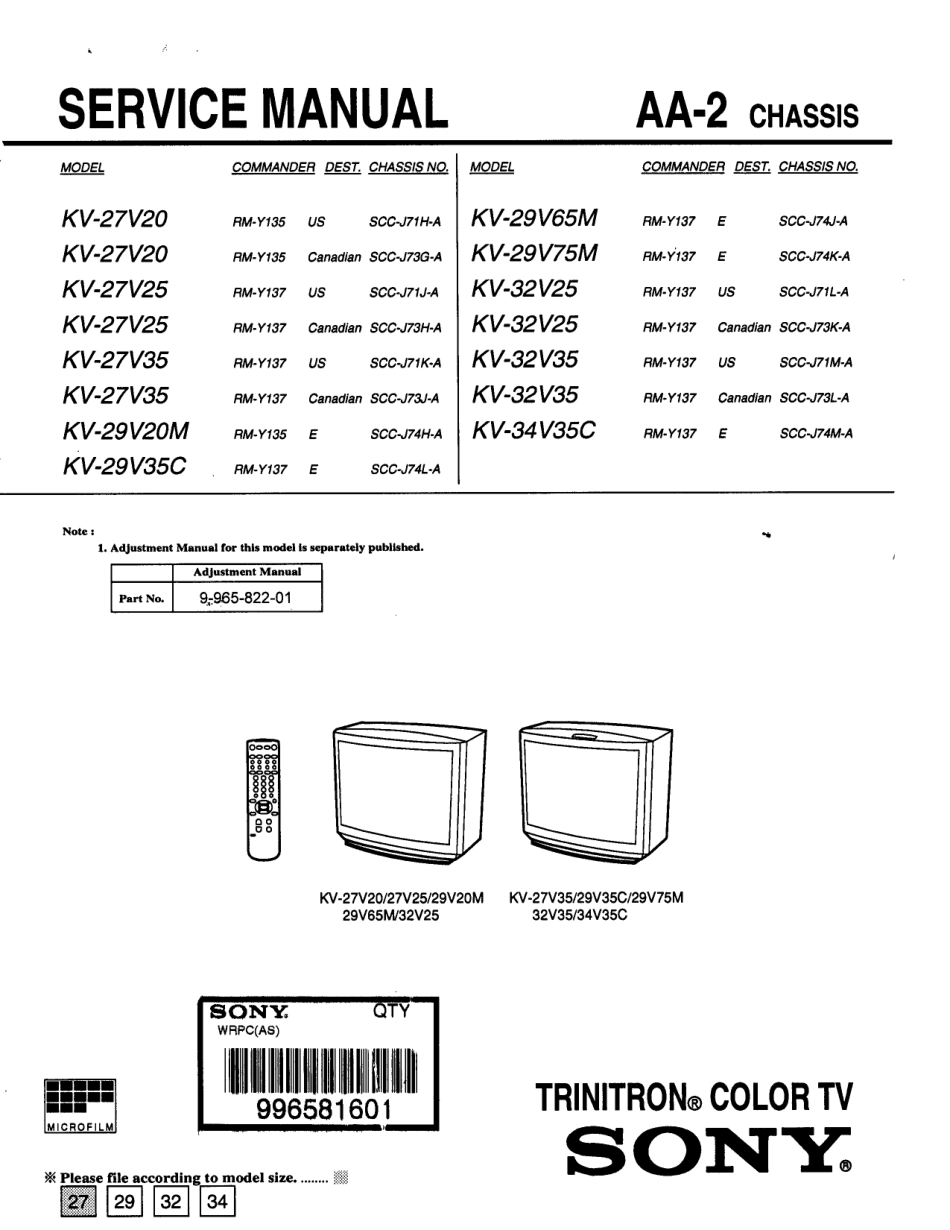 索尼KV-27V25彩电维修手册和原理图_索尼KV-34V35C.pdf_第1页