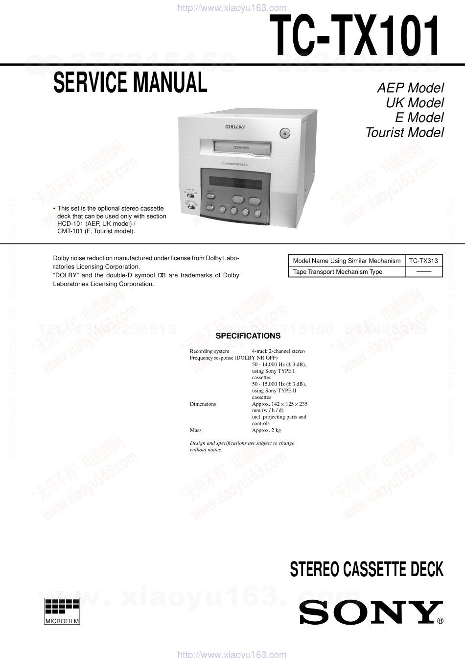 索尼SONY TC-TX101电路图.pdf_第1页