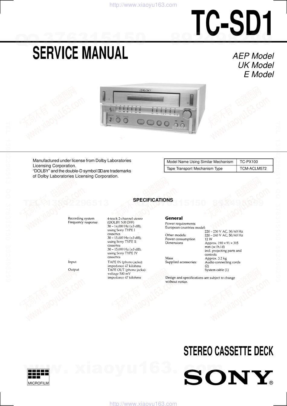 索尼SONY TC-SD1电路图.pdf_第1页