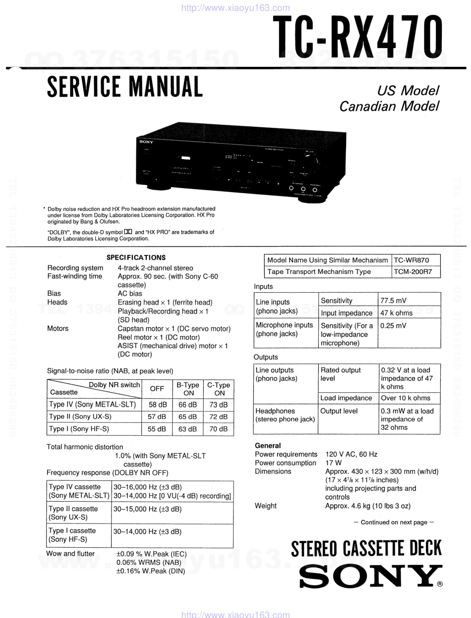 索尼SONY TC-RX470电路图.pdf_第1页