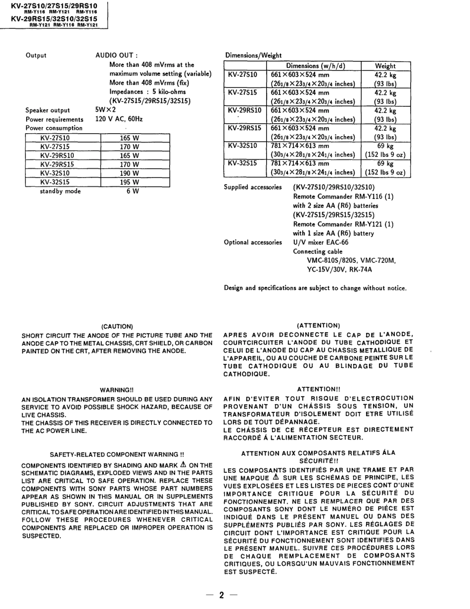 索尼KV-27S10彩电维修手册.pdf_第2页