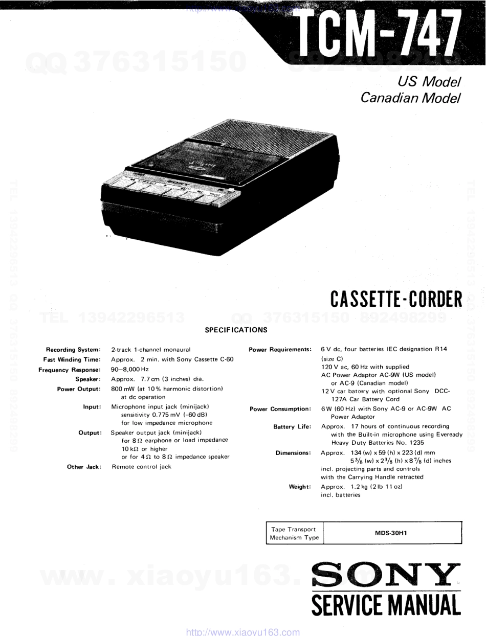 索尼SONY TCM-747电路图.pdf_第1页