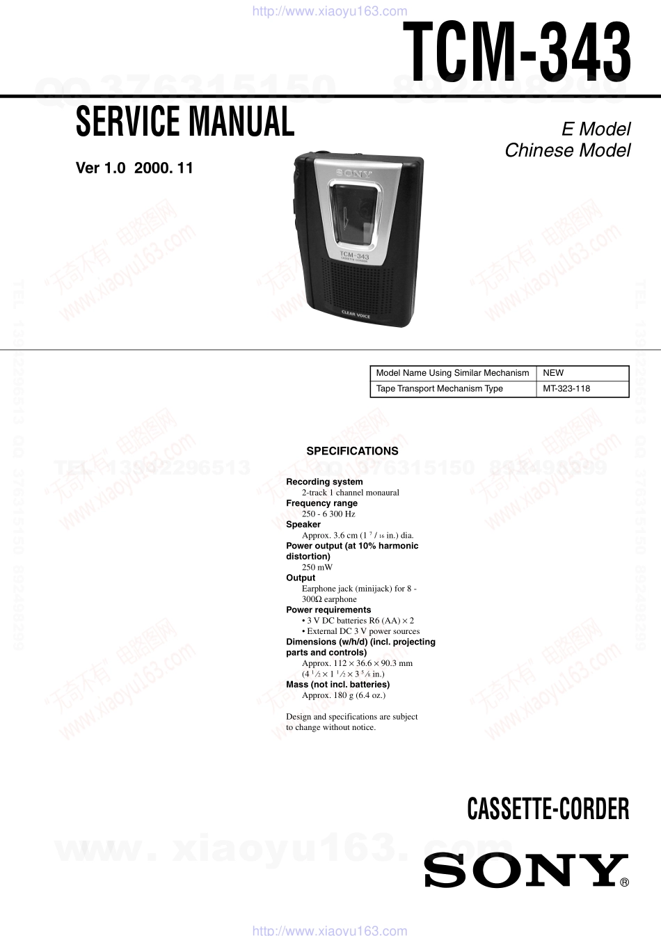 索尼SONY TCM-343电路图.pdf_第1页