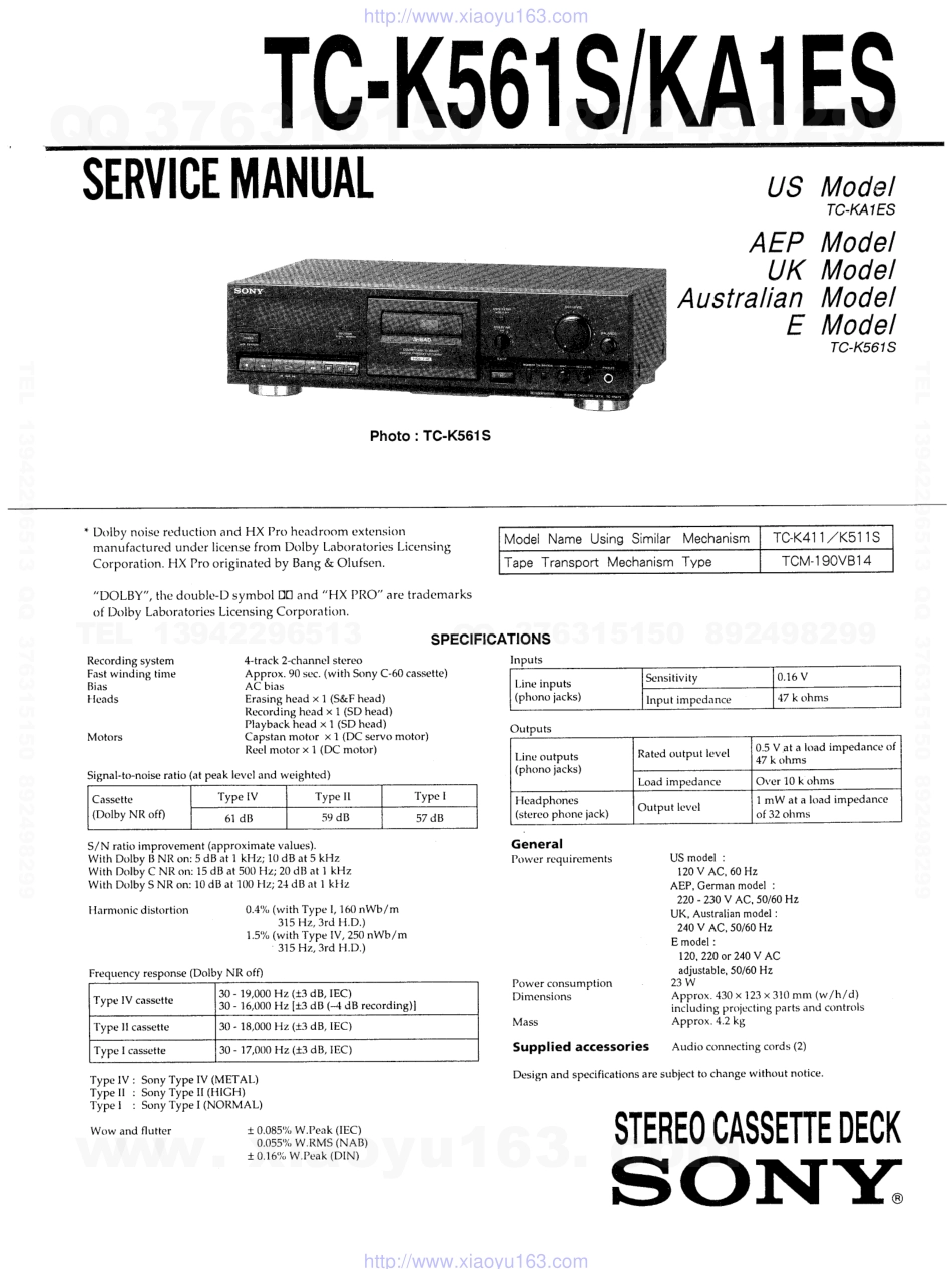 索尼SONY TC-KA1ES电路图.pdf_第1页