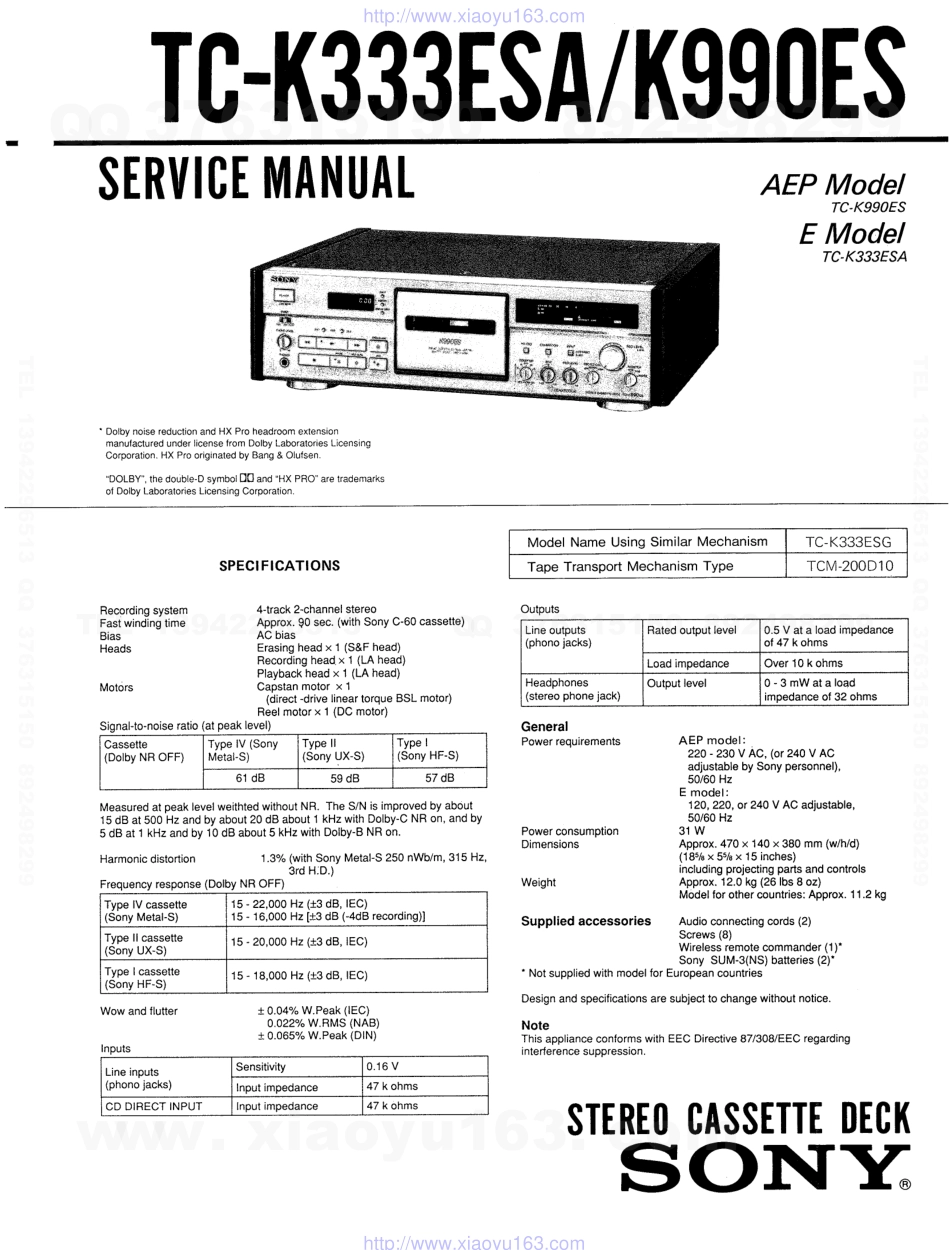 索尼SONY TC-K990ES电路图.pdf_第1页