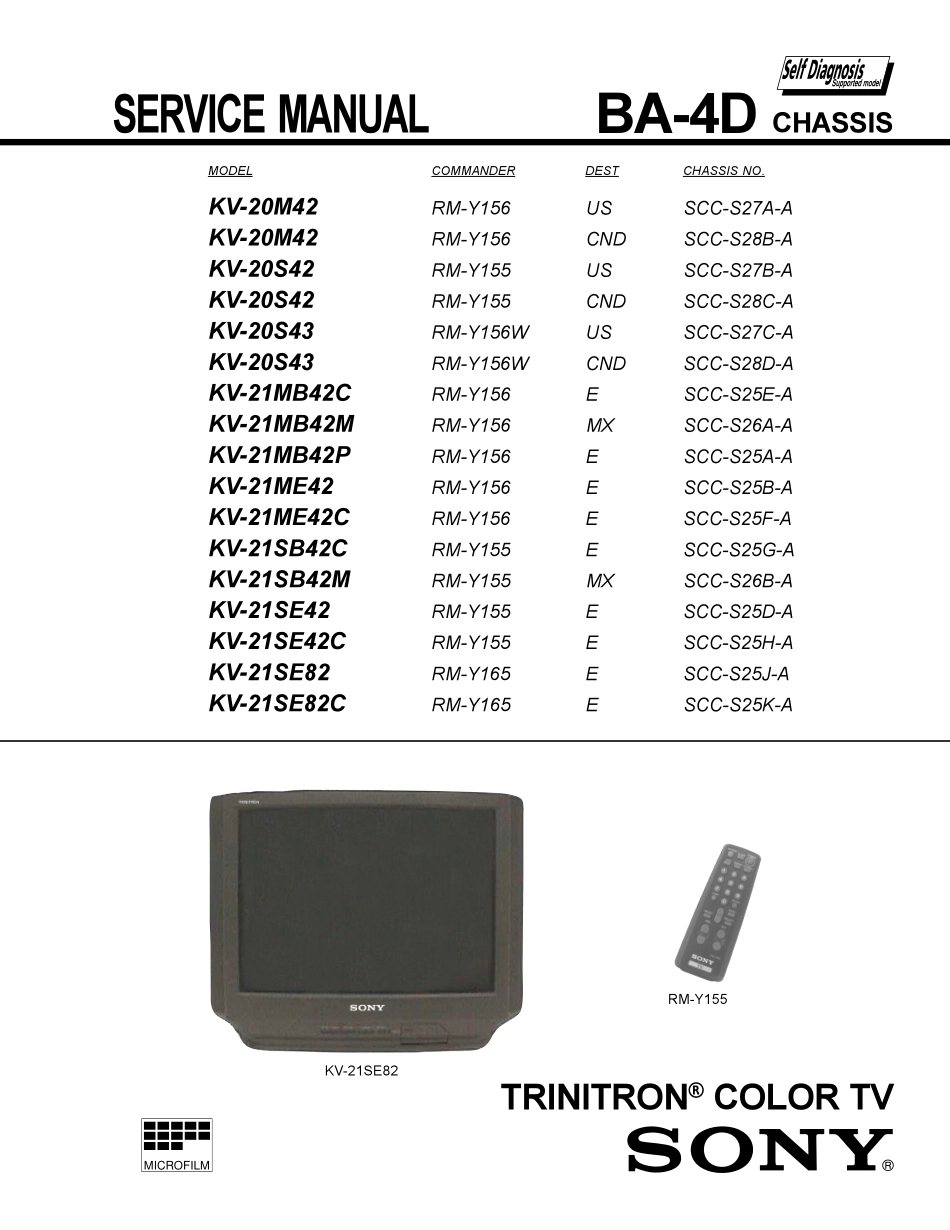 索尼KV-21MB42P彩电维修手册和原理图_索尼KV-20M42彩电.pdf_第1页