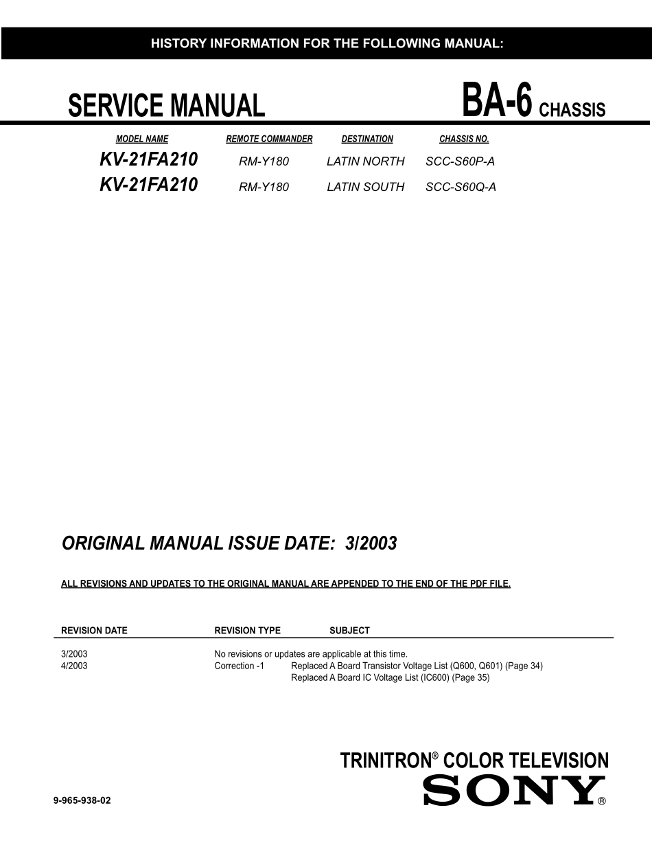索尼KV-21FA210彩电维修手册和原理图.pdf_第1页
