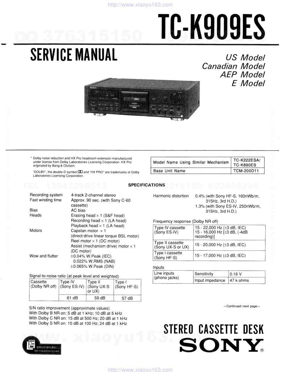 索尼SONY TC-K909ES电路图.pdf_第1页