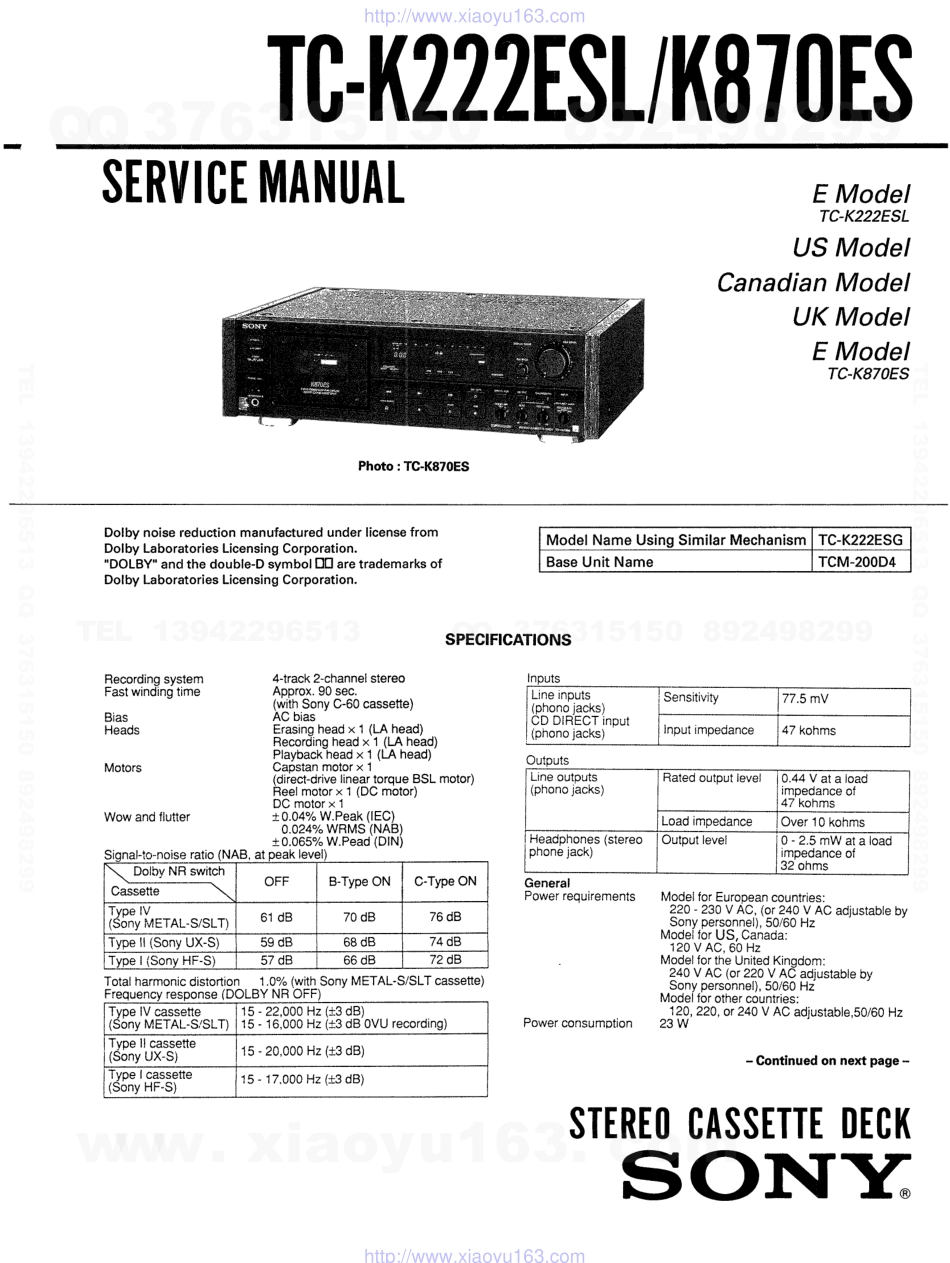 索尼SONY TC-K870ES电路图.pdf_第1页