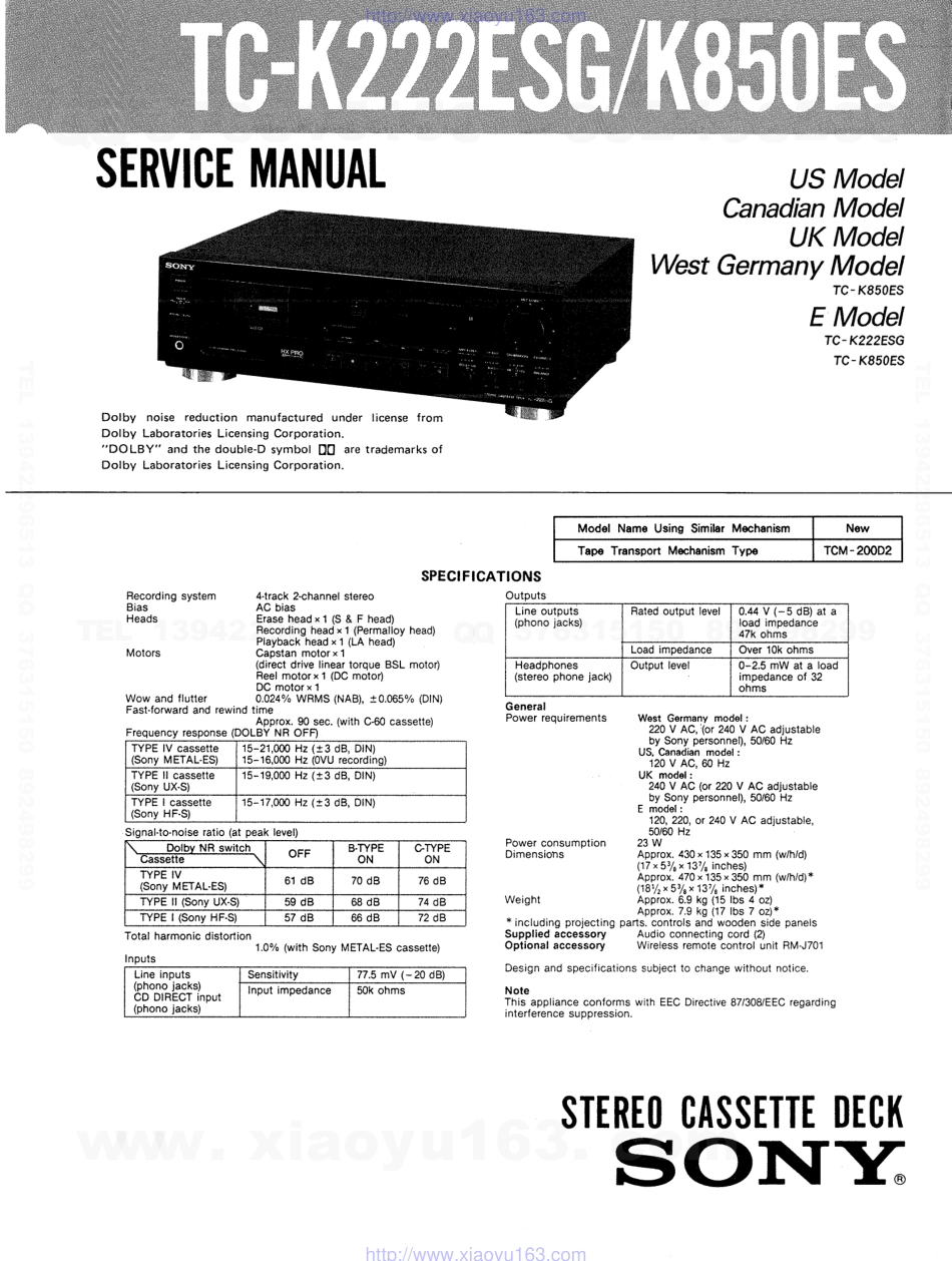 索尼SONY TC-K850ES电路图.pdf_第1页