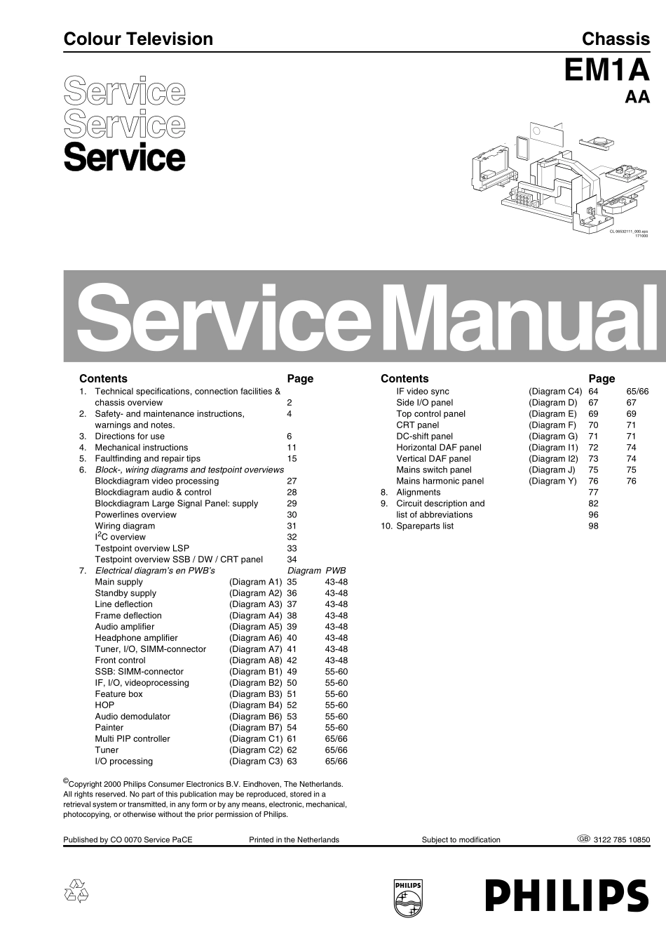 飞利浦 EM1A AA维修手册_飞利浦EM1A AA 英文维修手册.pdf_第1页