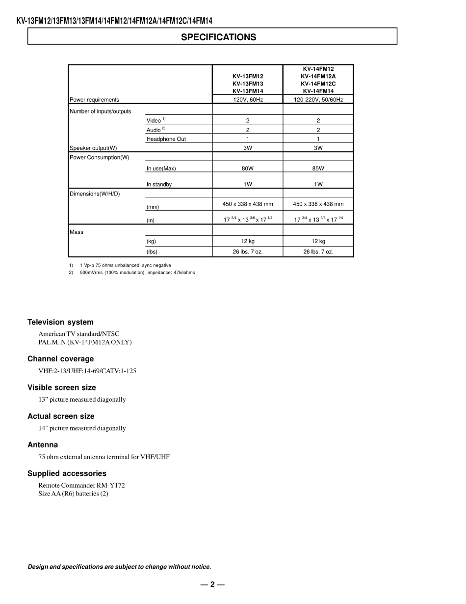 索尼KV-14FM14彩电维修手册和原理图_14FM14.pdf_第2页