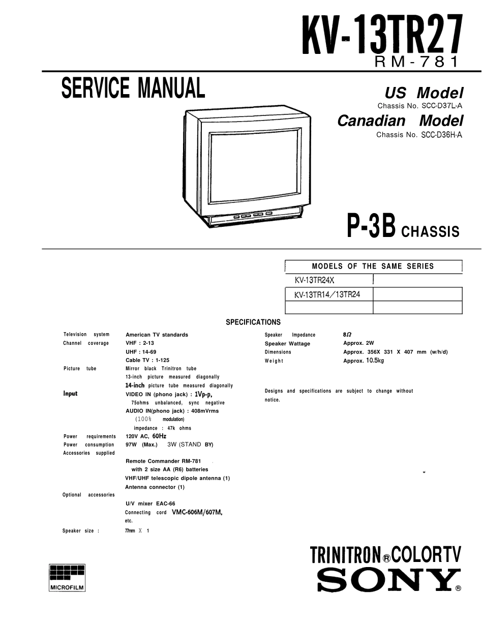 索尼KV-13TR27彩电原理图_索尼KV-13TR27.pdf_第1页