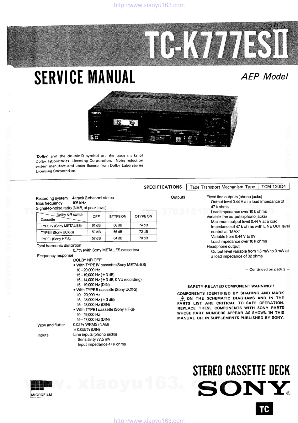 索尼SONY TC-K777ES2电路图.pdf_第1页