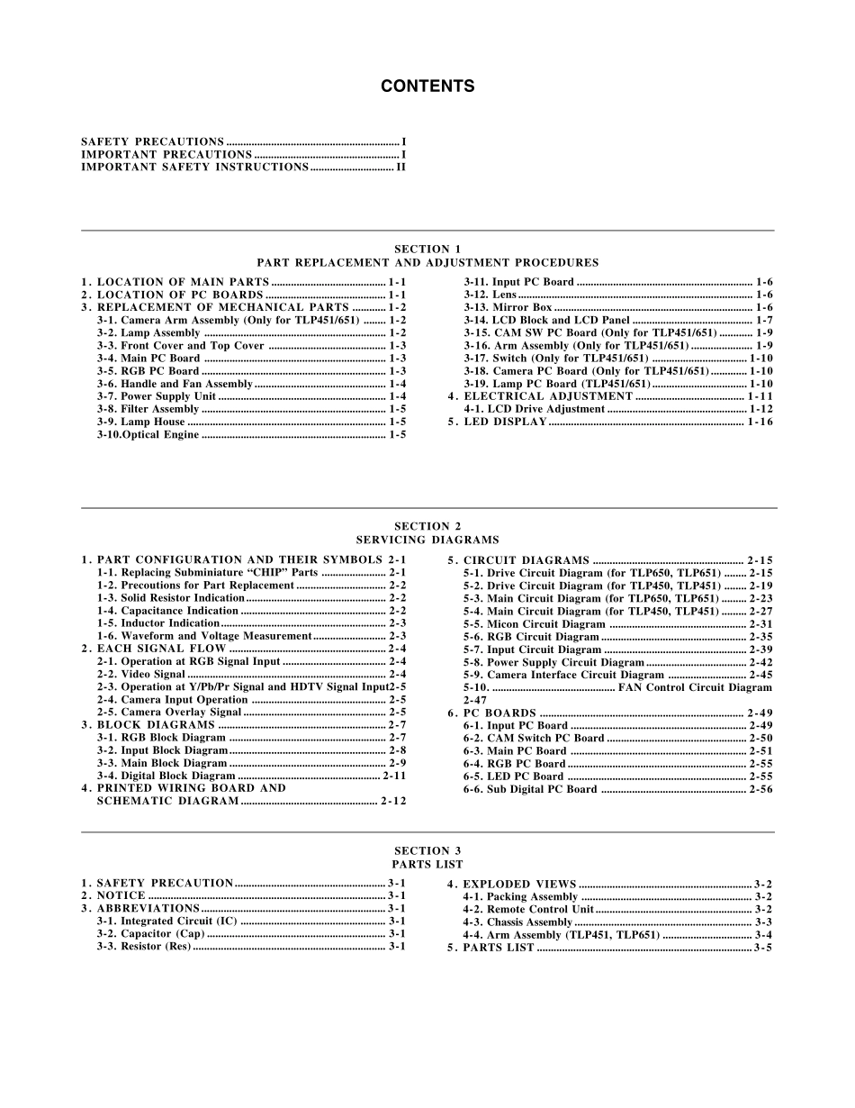 东芝TLP451U投影机维修手册_TOSHIBA_TLP650E.pdf_第2页