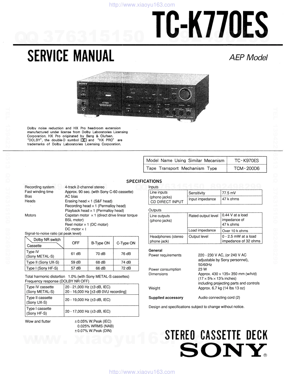 索尼SONY TC-K770ES电路图.pdf_第1页